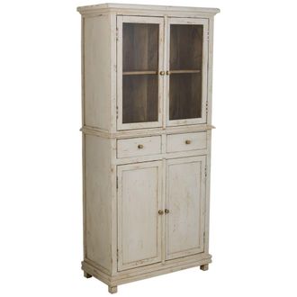 Wanderlust Deco Vitrina de madera y cristal acabado artesanal blanco 85x40x180