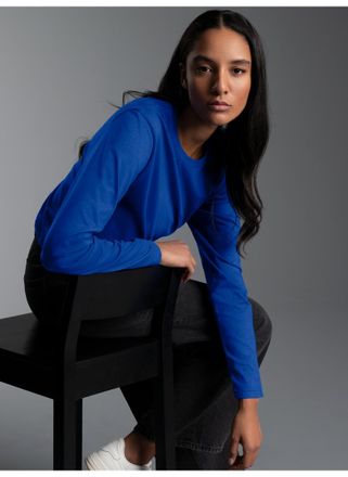 Trigema T-Shirt TRIGEMA TRIGEMA Langarmshirt aus 100% Baumwolle, Damen, Gr. XXL, blau (royal), 100% Baumwolle, Basic, Shirts T-Shirt