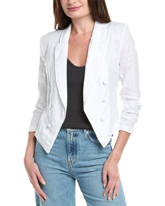 L'agence LAgence Wayne Crop Double-Breasted Linen Jacket