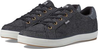 Keds Womens Center III Canvas Lace Up Sneakers, Grey Cotton Slub, 8 Wide