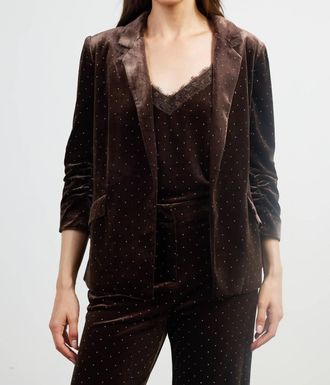 Skies Are Blue Clothing Roma Studded Velvet Blazer In Brown