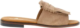 Sebago Fringed Suede Slip-On Sandals with Leather Footbed