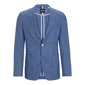 HUGO BOSS Slim-fit blazer - Heren - Jassen - Blauw - Maat: XL Linnen