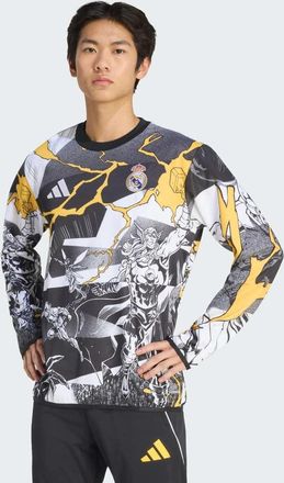 adidas adidas real madrid avengers 25/26 - Top caldo pre-partita bianco/nero/oro