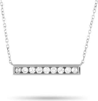 Luxury Bazaar 14K White Gold 0.25ct Diamond Bar Necklace