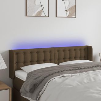 vidaXL Cabecero Con Led De Tela Marr&oacute;n Oscuro 147x16x78/88 Cm Vidaxl