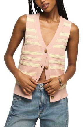 Lucky Brand Stripe Sweater Vest in Rose Smoke at Nordstrom, Size Xx-Large