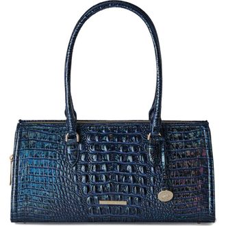 Brahmin Sophia Croc Embossed Leather Satchel in Royal Blue Melbourne at Nordstrom