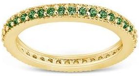 Sterling Forever Cubic Zirconia Pav&eacute; Thin Band Ring in Gold/emerald at Nordstrom, Size 10