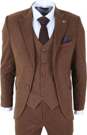 TruClothing IM42 3 Piece Suit Wool Blend Tweed Herringbone