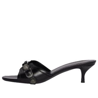 Balenciaga (WMNS) Balenciaga Cagole 50mm Sandals Black Arena Lambskin 694350WAD4E1081