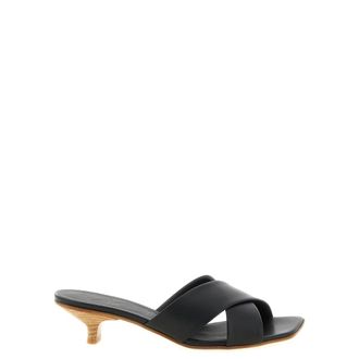 Vicini Heeled Mules, female, Black, 5 UK, Square-Toe Leather Mule