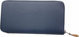 Herm&egrave;s Blue Indigo Epsom Leather Long Wallet (Bi-Fold) (Pre-Owned)