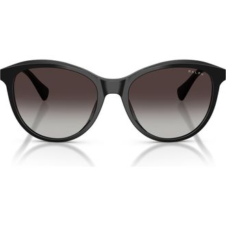 Ralph Lauren 54mm Gradient Round Sunglasses in Shiny Black/gradient Grey at Nordstrom