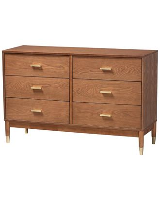 Baxton Studio Mandolin Mid-Century Wood 6-Drawer Dresser