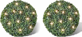 vidaXL Vidaxl - Hoja Artificial Bola De Poda 35 Cm Con Cuerda De Led Solar 2 Piezas