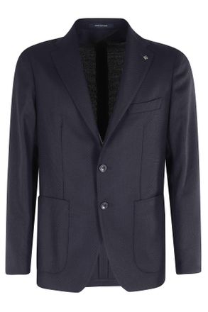 Tagliatore Blue Hopsack Virgin Wool Blazer