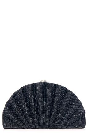 Judith Leiber Origami Fan Crystal Embellished Satin Clutch in Silver Jet at Nordstrom