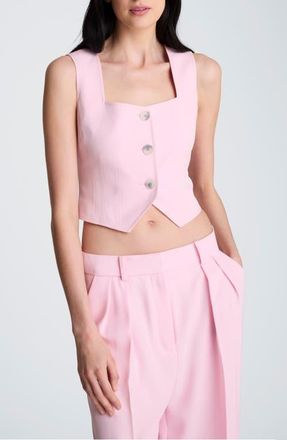 Kenneth Cole Square Neck Crop Fitted Vest in Chintz Pink at Nordstrom, Size 12