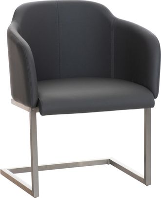 Clp Silla con patas de metal y asiento en Simil cuero Gris