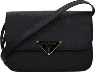 Prada Damess Leren Schoudertas Zwart