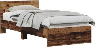vidaXL Estructura De Cama Con Cabecero Madera Envejecida 80 X 200 Cm Vidaxl