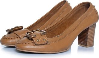 Chlo&eacute; Pre-owned Womens brown leather loafer pump - Size EU 38