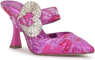 Jessica Simpson Favica Embellished Satin Slide Mule in Pink/Red Combo at Nordstrom, Size 8.5