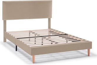 HOMN Estructura de cama tapizada de 30 cm, 90x190 cm, beige