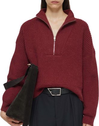 Closed Cropped Troyer Sweater In Jam