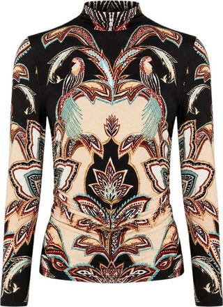 Farm Rio Tapestry Dream Jersey Blouse - Dames - Longsleeves - Veelkleurig - S - Leer - Tops
