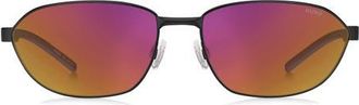 HUGO BOSS 62mm Rectangular Sunglasses in Matte Black/Grey Infrared at Nordstrom