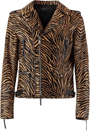 Giuseppe Zanotti Giacca biker Kian con stampa animalier - Toni neutri