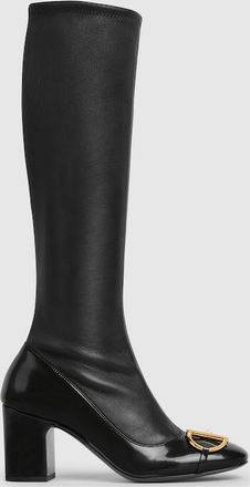 Gucci Womens Boot With Half Horsebit, Black, Leather