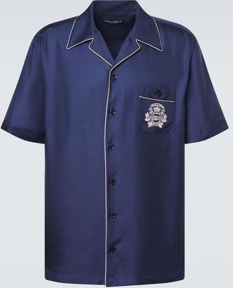 Dolce & Gabbana Camicia bowling in raso di seta con logo