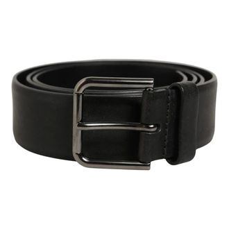 Dolce & Gabbana Accessoires, Heren, Zwart, ONE Size, Leer, Klassieke Zilveren Gesp Riem