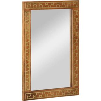 vidaXL Specchio da Bagno 50x70x2,5 cm Legno Massello di Mango e Vetro - Vidaxl