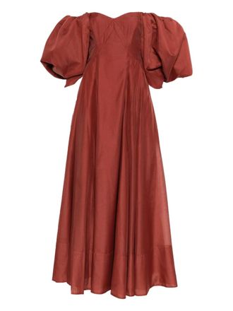Aje Jardin puff-sleeve gown - women - Polyester - 12 - Brown