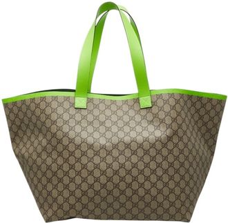 Gucci Beige Green Pvc Pouch Tote Bag (Pre-Owned)