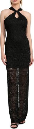 Guess Cynthia Sequin Keyhole Maxi Dress in Jet Black Multi at Nordstrom, Size X-Large