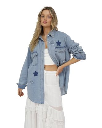 Belle & Bloom Stargazer Patch Detail Denim Shirt