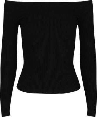 Valentino Off-The-Shoulder Ribbed Knit Sweater