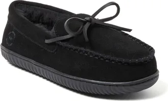 Dearfoams Womens Harriet Genuine Suede Moccasin Slipper