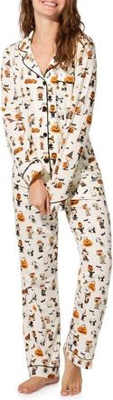 Bedhead Pajamas Print Stretch Organic Cotton Jersey Pajamas in Snoopys Halloween at Nordstrom, Size Small