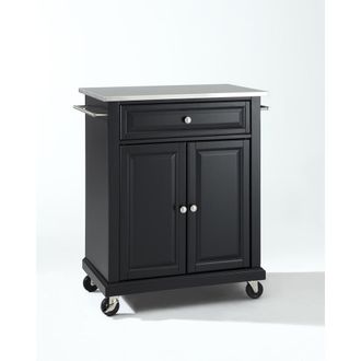 Crosley Furniture Compact Stainless Steel Top Kitchen Cart Black/Stainless Steel