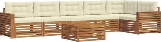 vidaXL Conjunto De Sof&aacute;s De Exterior 7 Uds. Natural Y Crema Vidaxl