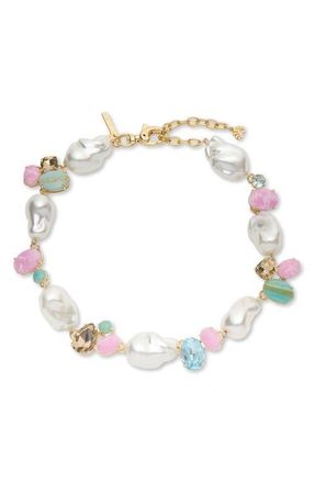 Lele Sadoughi Worth Avenue Cluster Stone Collar Necklace in Seafoam Iris at Nordstrom