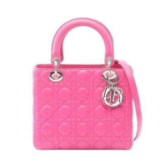 Dior Pre-owned Lady Dior Leren Handtas - Dames - Pre-owned - Roze - Maat: ONE Size Leer