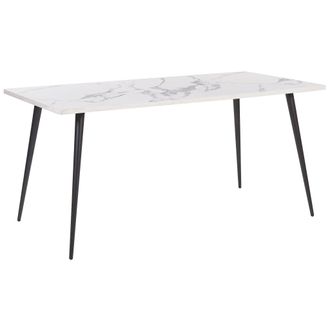 Beliani Beliani - Mesa De Comedor Efecto M&aacute;rmol Blanco Con Patas De Metal Negras Rectangular 120 X 80 Cm Para 6 Personas Estilo Glamour Moderno Santiago