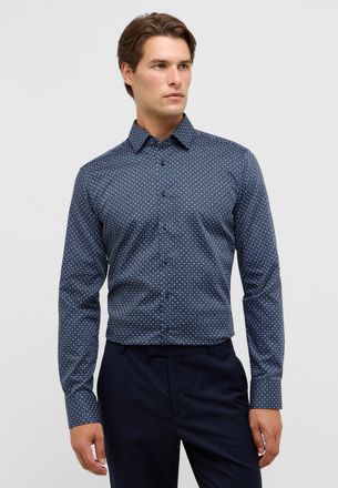 Eterna Langarmhemd ETERNA SLIM FIT, Herren, Gr. 41, Normalgr&ouml;ssen, blau (dunkelblau), Twill, 100% Baumwolle, schmal, Manschette, Hemden Langarmhemd, NON IRON